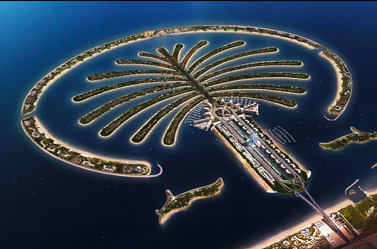 A man-made island in the world, The Palm is shaped like...well...a palm tree.